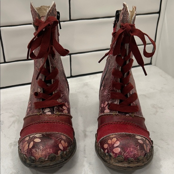 Rovers Stiefeletten Rosa/Mehrfarbig Gr. Floral Red Women's Boots Leather - Picture 11 of 14